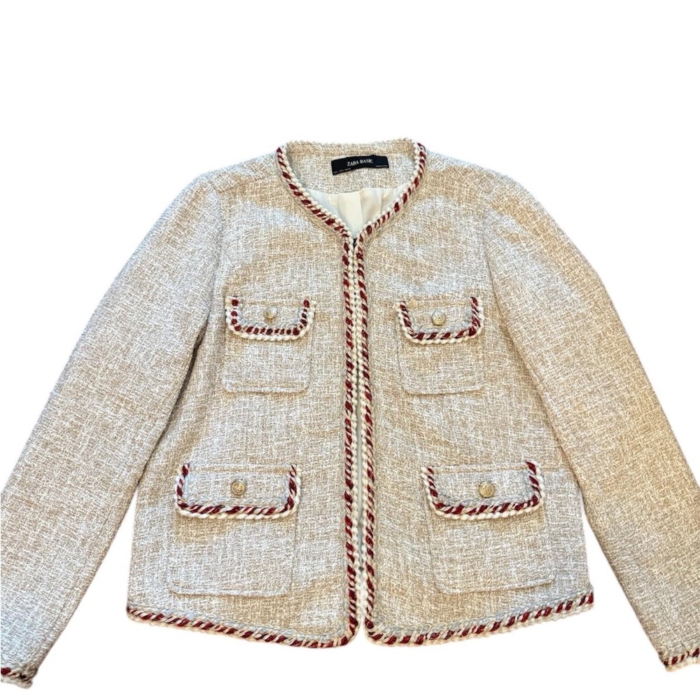 Zara Braided Trim Tweed Jacket - Old Money Aesthetic‎ - Picture 3 of 8